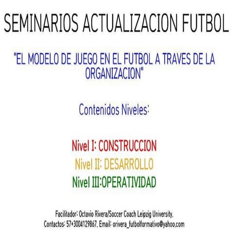 Seminario de Actualizacion Futbol  NIVEL I "Construccion del modelo del modelo de juego en el futbol  a traves de tu organizacion."