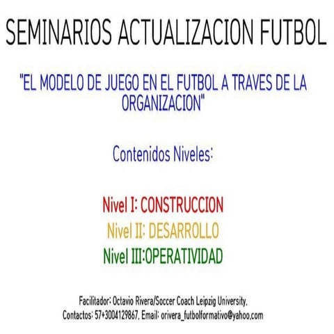 Seminario de Actualizacion nivel ii  "Desarrollo del Modelo de Juego en el futbol a traves de la organizacion"