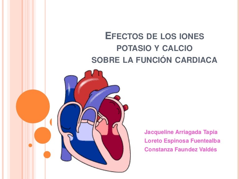 Efecto de los iones potasio y calcio sobre la función cardiaca Efecto de los iones potasio y calcio sobre la función cardiaca