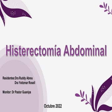 Histerectomia total abdominal tecnica quirúrgica | PDF