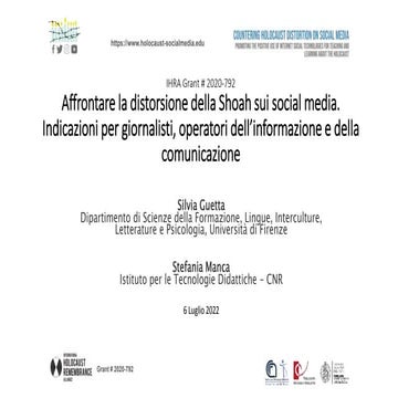 Affrontare la distorsione della Shoah sui social media. Indicazioni per giornalisti, operatori dell’informazione e della comunicazione