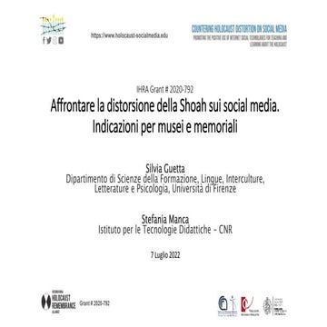Affrontare la distorsione della Shoah sui social media. Indicazioni per musei e memoriali