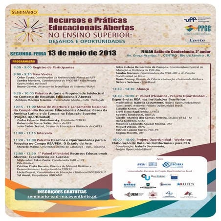 Seminário Recursos e Práticas Educacionais Abertas no Ensino Superior: Desafi...