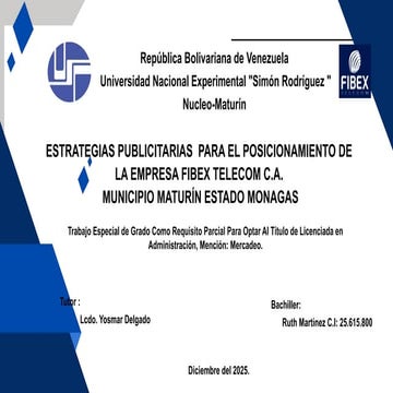 Estrategias Publicitarias para Posicionar Fibex Telecom en Maturín | PPTX