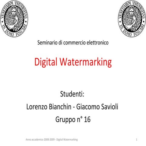 Seminario Sul Digital Watermarking