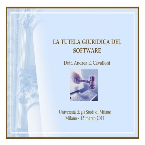 Andrea Cavalloni, La tutela del software