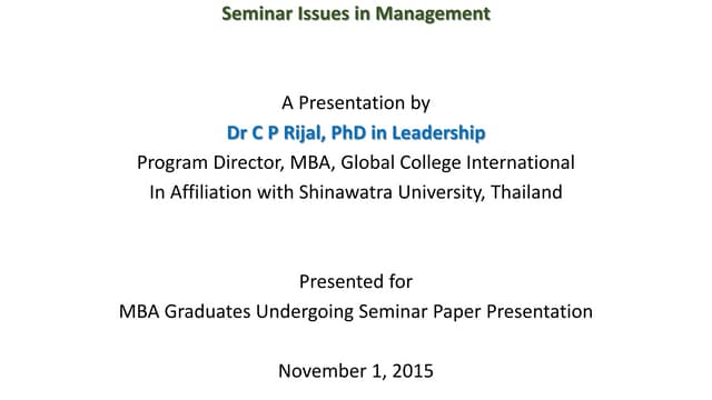 Seminar issues in management
