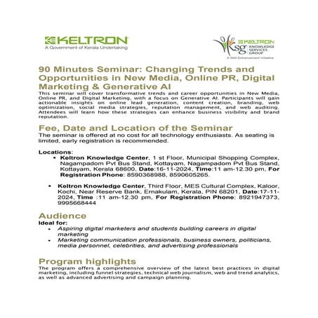 Free Digital Marketing Seminar by Keltron: Boost Your Skills and Knowledge To...