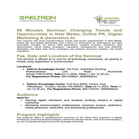 Seminar: Digital Marketing, Online PR, New Media