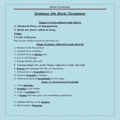 Seminar on basic grammar with a new method