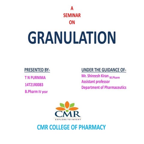 Seminar on granulation by purnima
