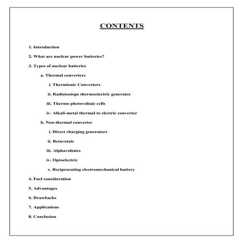 Seminar report on nuclear batteries