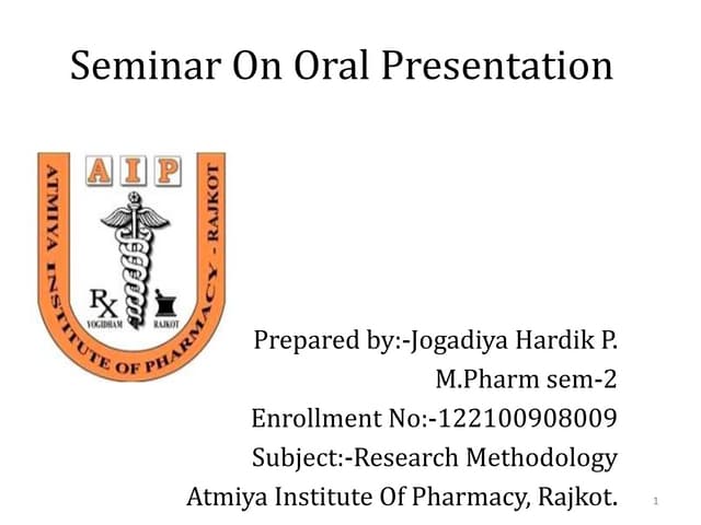 Seminar on oral presentation
