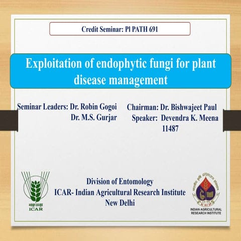 Exploitation of endophytic fungi for plant disease management