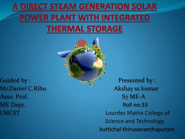Direct steam generation from solar