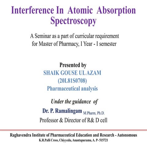 Interference In Atomic Absorption Spectroscopy.