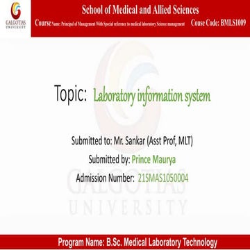 LABORATORY INFORMATION SYSTEM