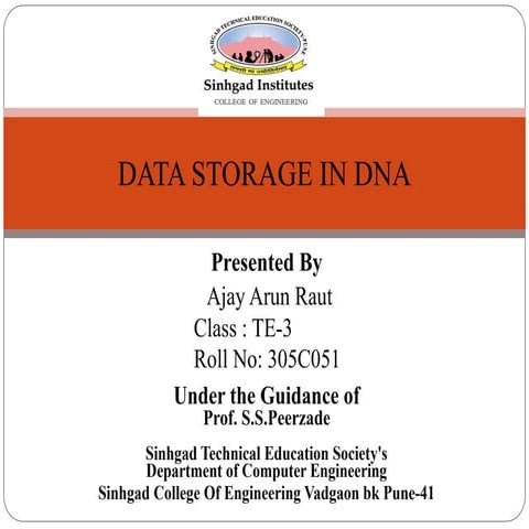 Seminar      PPT on DNA Data Storage.ppt