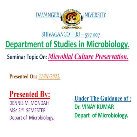 Microbial Culture Preservation and its Methods