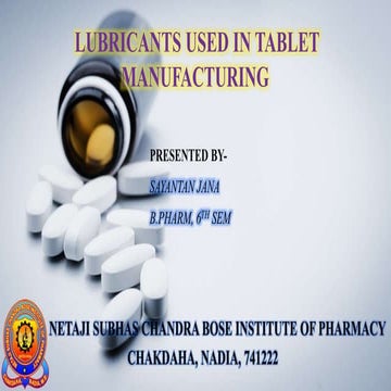 LUBRICANTS USED IN TABLET MANUFACTURING