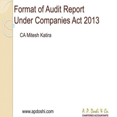 Highlights on changes in Audit Report under Companies Act, 2013 | PPTX