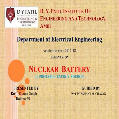 Seminarpresentationonnuclearbatteries -BY RKSphpapp02 | PPT