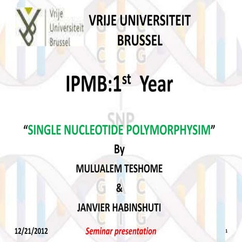 Seminar presentation on snp (mulualem & janvier)