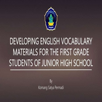 Seminar Proposal (Developing English Vocabulary Materials for the First Grade...