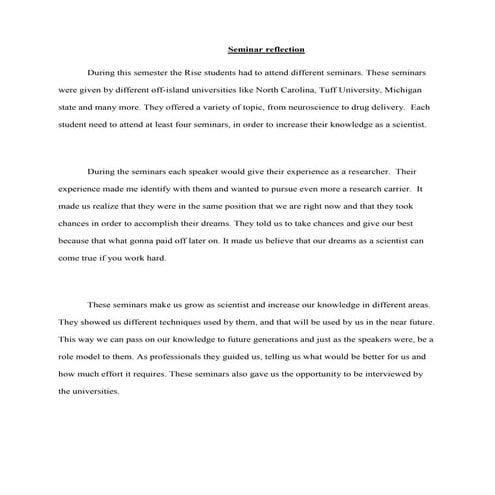 Seminar reflection