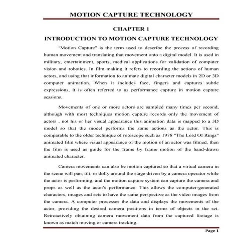 MOTION CAPTURE TECHNOLOGY