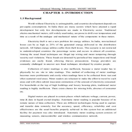 Advance Metering Infrastructure:Smart Meter