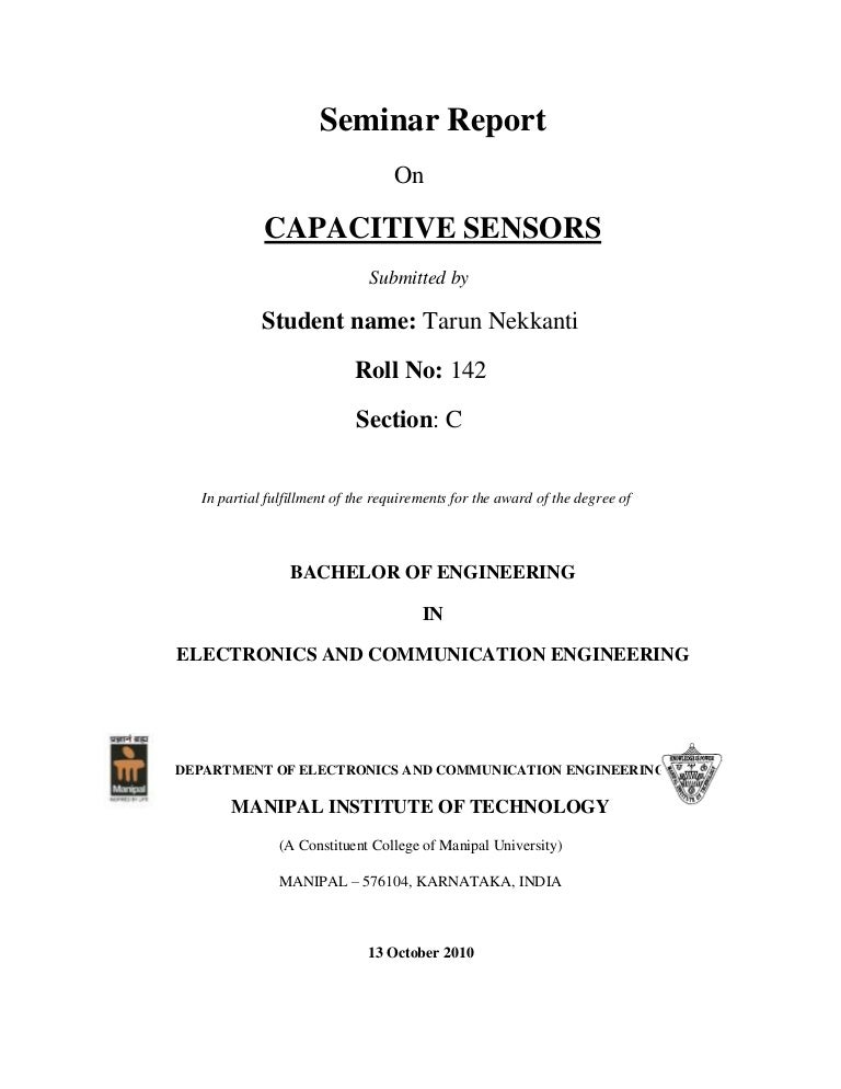 Seminar Report Capacitive Sensors