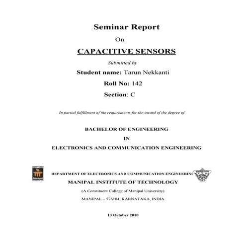 Seminar Report - Capacitive Sensors