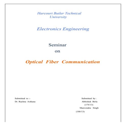 optical fibre communication seminar report for brech.