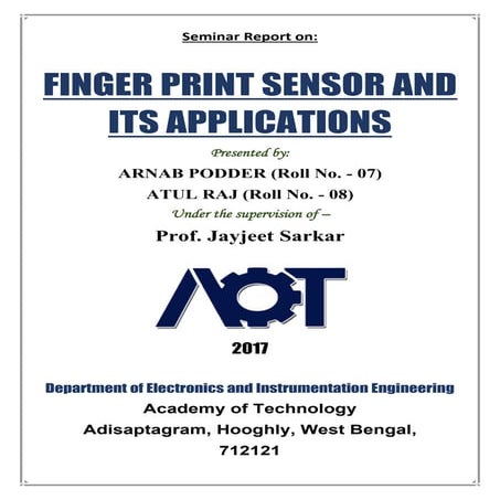 Report on Finger print sensor and its application