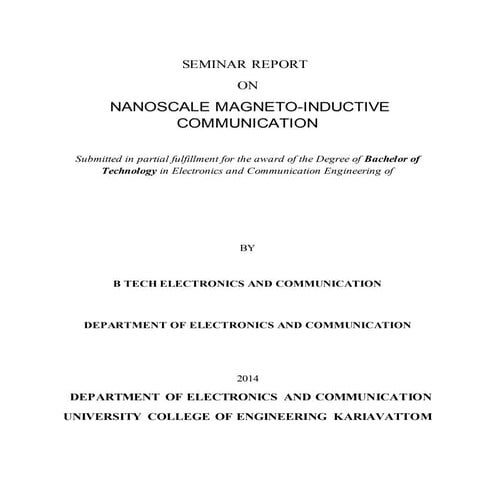 B.tech Seminar Report on Nanoscale Magneto-inductive Communication 2015