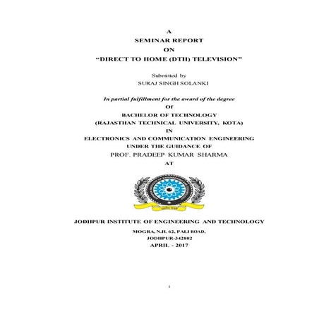 Seminar report on dth