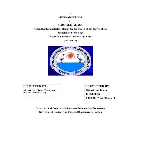 Seminar report on google glass