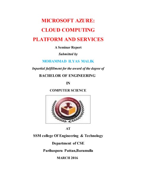 Seminar report on microsoft azure