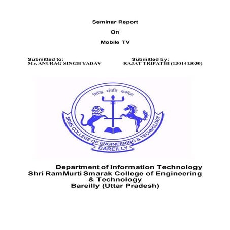Seminar report on mobile tv