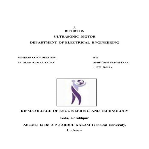 Seminar report on ultrasonic motor