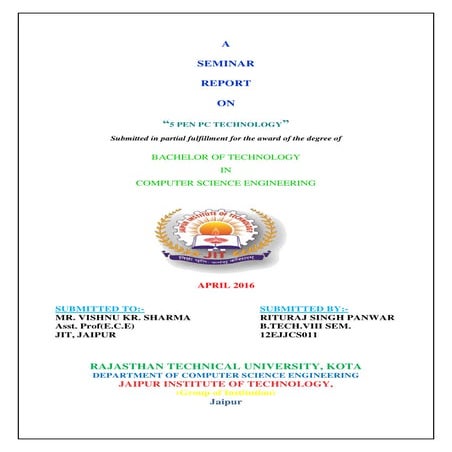 5 Pen PC technology seminar report