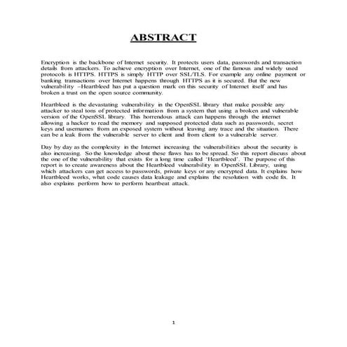 Report on Heartbleed