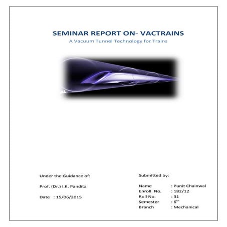 Seminar report on Vactrain