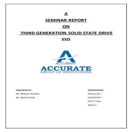 Seminar report on third generation solid state drive