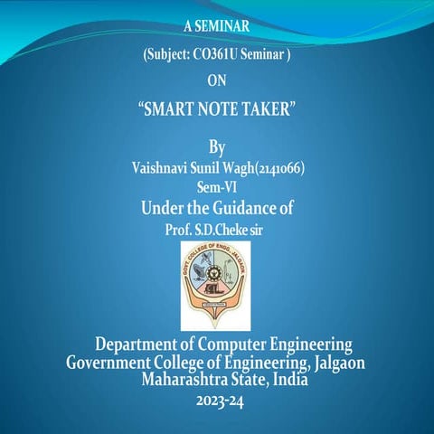 presentation on the topic of smart note taker