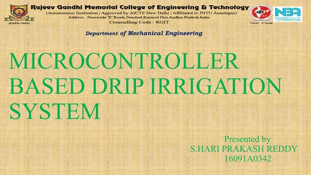 MICRO CONTROLLER BASED DRIP IRRIGATION SYSTEM | PPTX