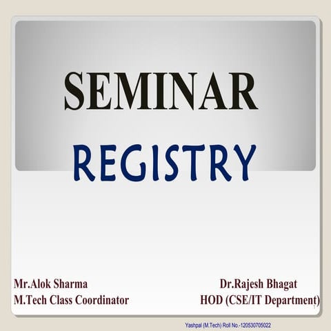 Seminar Topic Registry (M.Tech) 