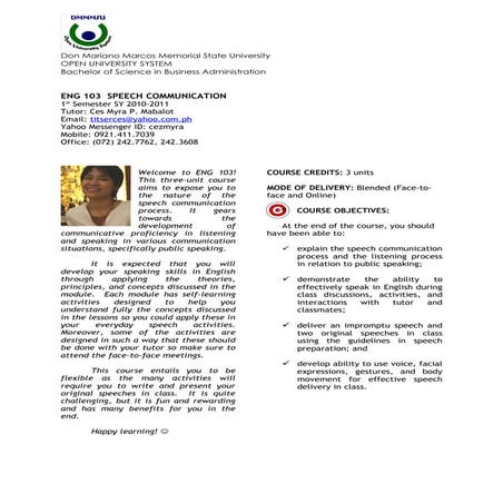 Seminar Workshop Course Guide For Eng 103