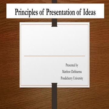 Principles of Presentation of Ideas
